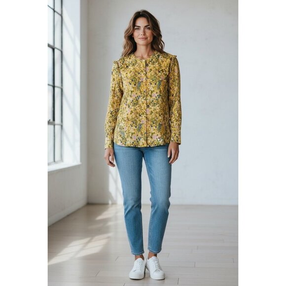 Old Navy Tops - Old Navy Women's Yellow Floral Long Sleeve Lightweight Top